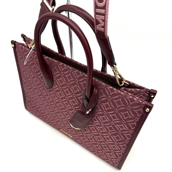 Michael Kors Medium Mirella Tote Bag Ox Blood Multi - Picture 7 of 12